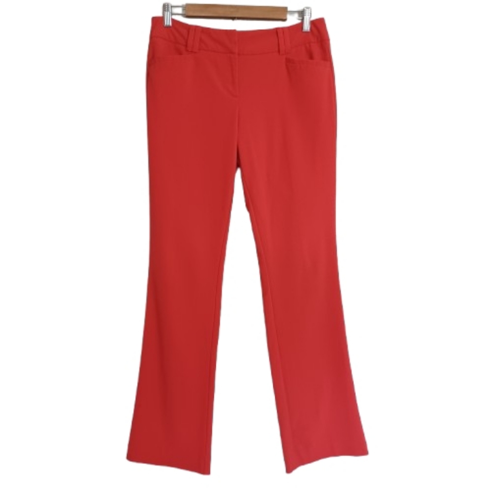 7th Avenue Citrus Blood Orange Red Career Chic Women's Dress Slacks Trousers
